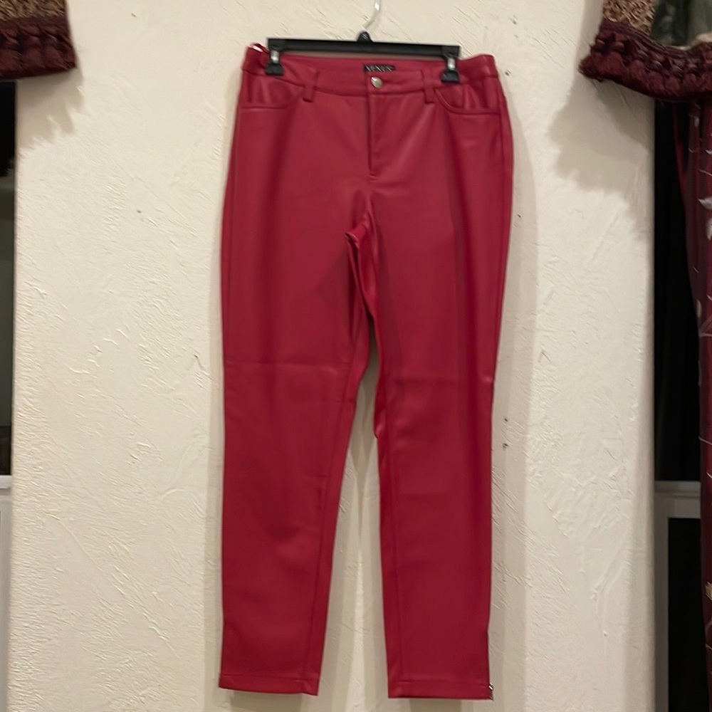 Venus Red Faux Leather Pants.